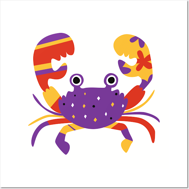 Cute Cartoon Crab Wall Art by FunnyMoonCosmic